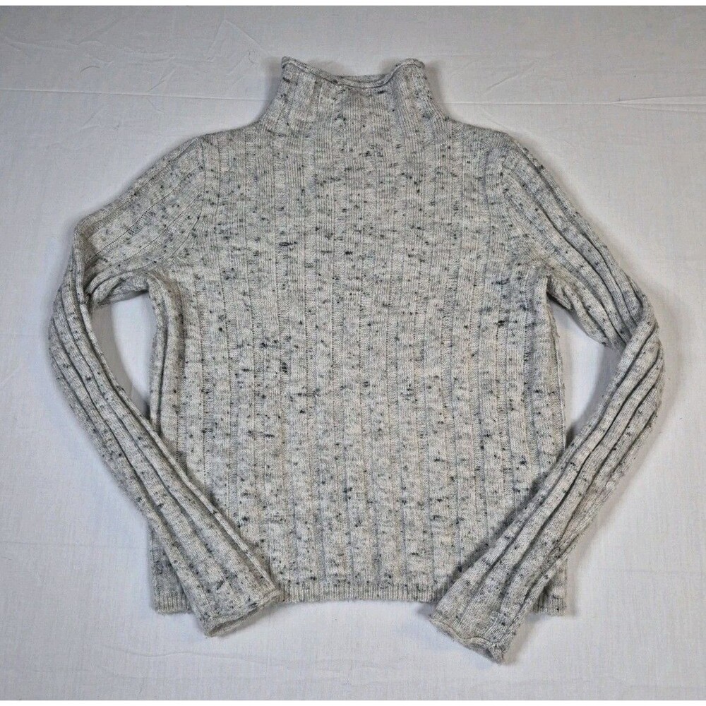 Madwell Sweater Women Size XXS Donegal Evercrest Turtleneck Cream Gray Bodycon